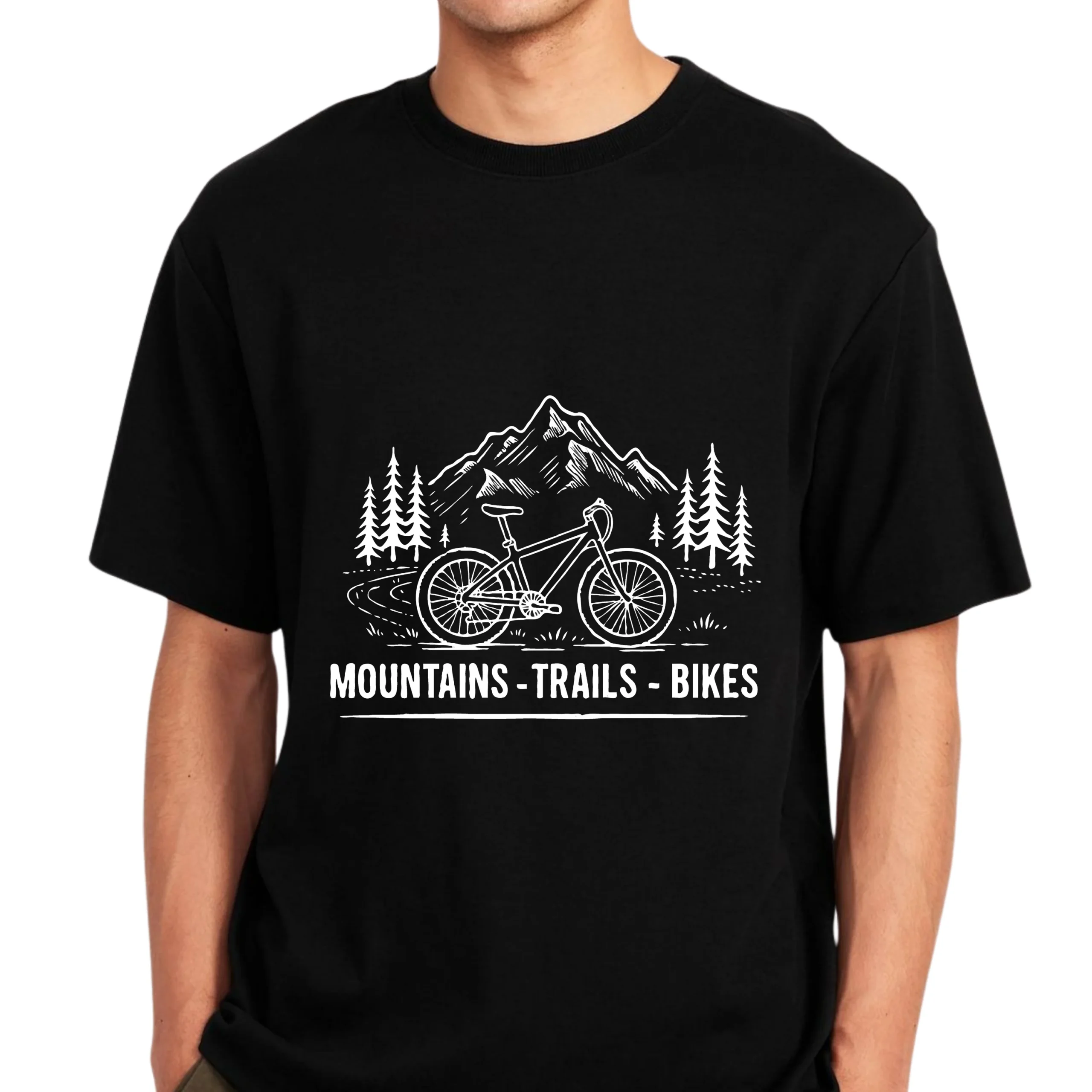 Mountains Trails Bikes T-Shirt | Mountain Biking Nature Cycling Shirt - Image 3