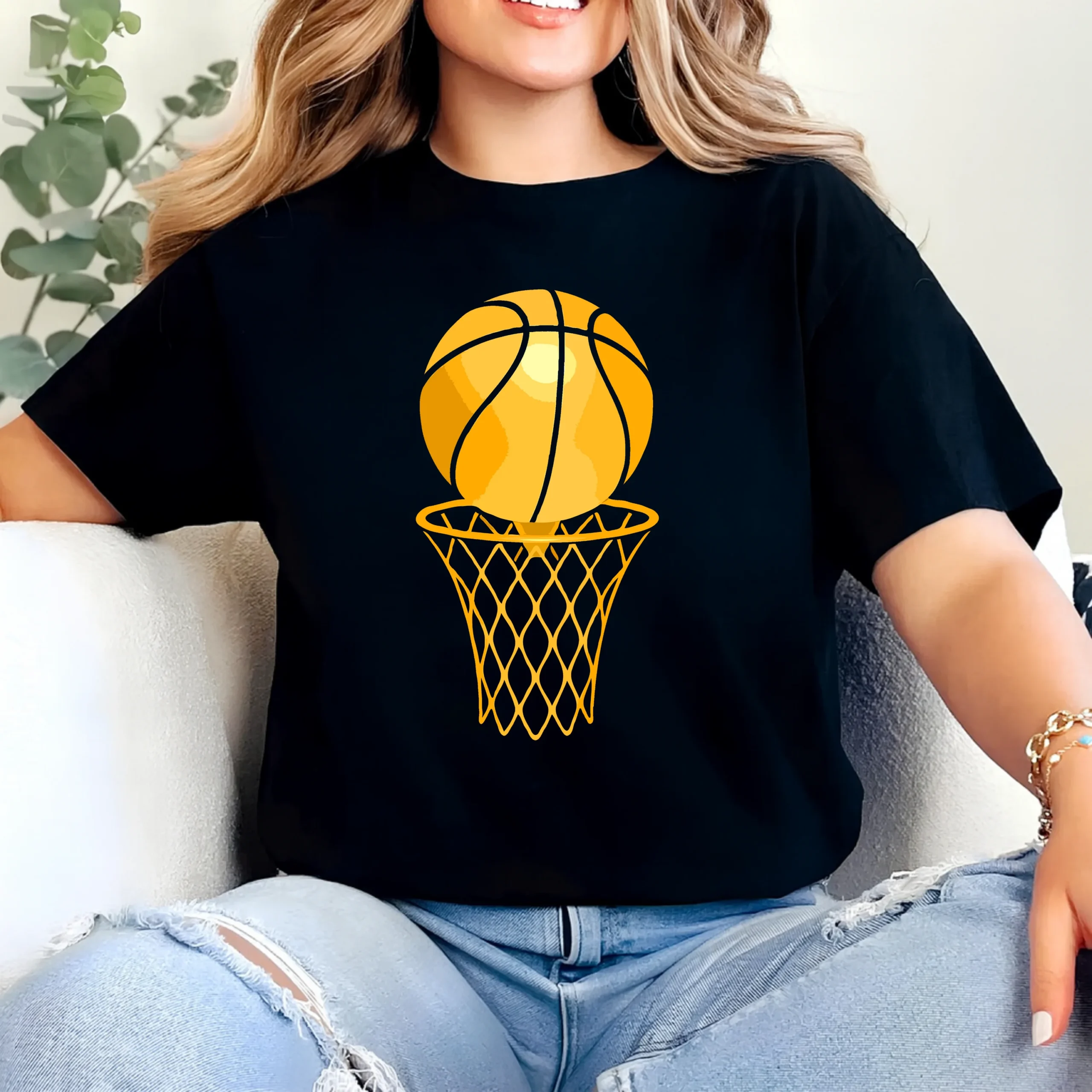 Minimal Basketball Hoop T Shirt | Clean Basketball Graphic Tee - Image 2
