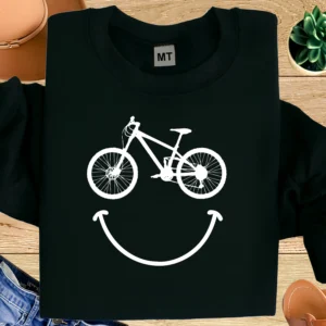 Smiley Bicycle T-Shirt | Minimal Cycling Happy Face Graphic Tee