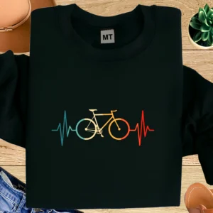 Heartbeat Bicycle T-Shirt | Cycling Is My Heartbeat Minimal Graphic Tee