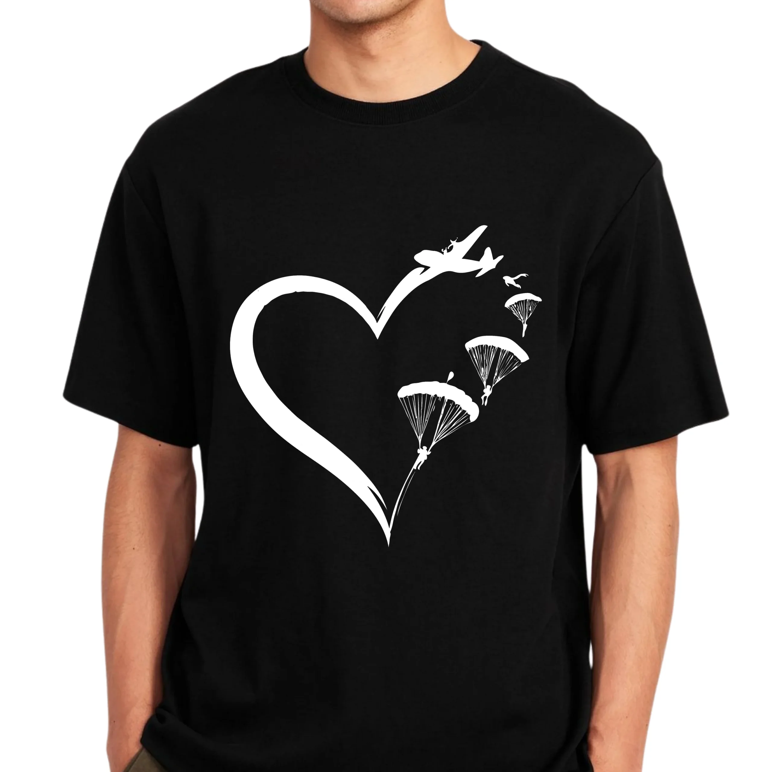 Heart Shape Skydiving Love T-Shirt | Adventure Cotton Tee UAE - Image 3