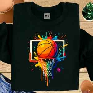 Color Splash Basketball T-Shirt | Artistic Basketball Hoop Graphic Tee