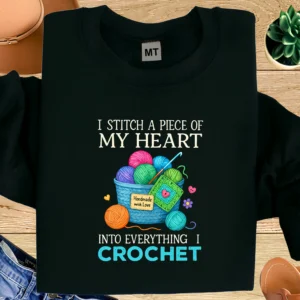 Crochet Lover Quote T-Shirt | Handmade With Love Design UAE