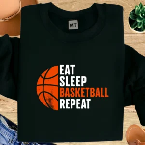 Eat Sleep Basketball Repeat T-Shirt | Basketball Quote Graphic Tee