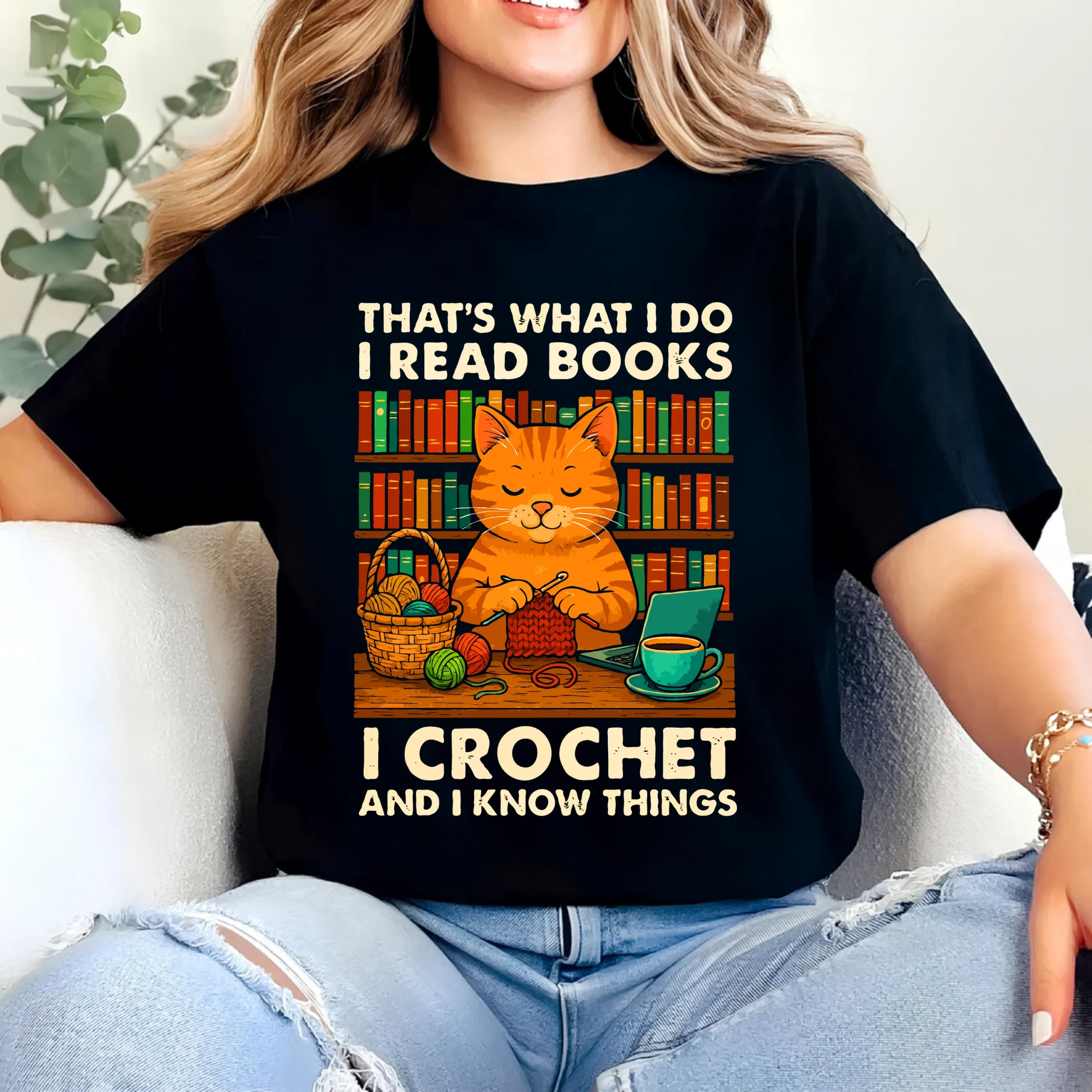 That’s What I Do I Read Books I Crochet T-Shirt | Cotton Tee UAE - Image 2