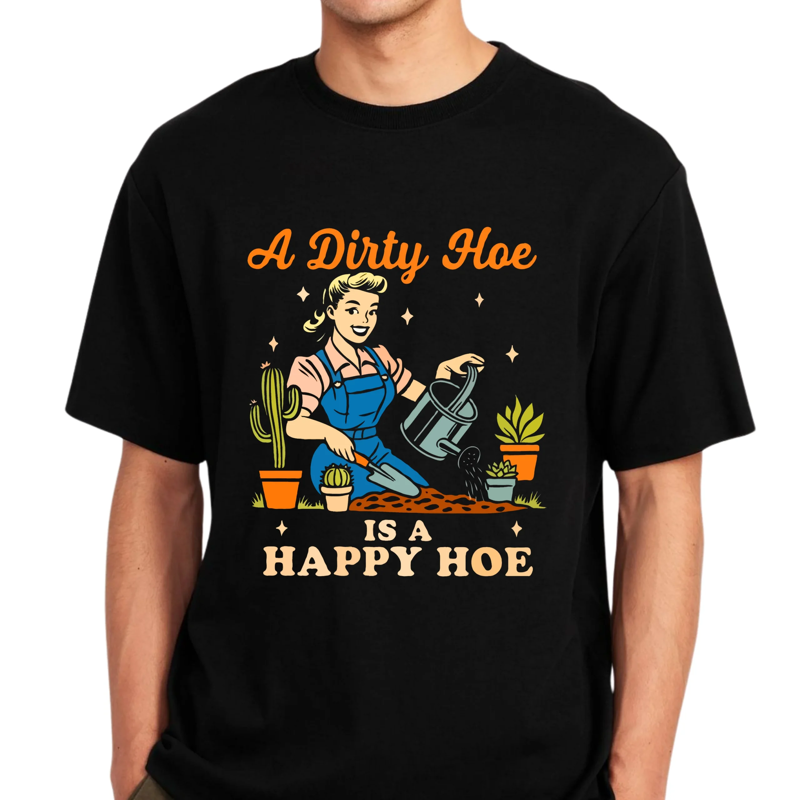 A Dirty Hoe Is A Happy Hoe T-Shirt | Funny Gardening Shirt for Garden Lovers - Image 3
