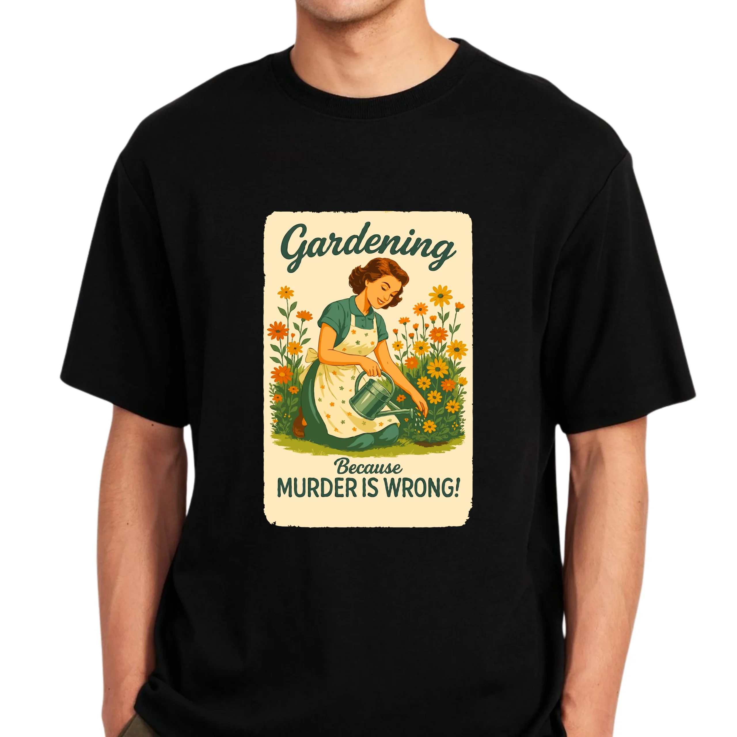 Gardening Because Murder Is Wrong T-Shirt | Funny Gardening Humor Shirt - Image 4