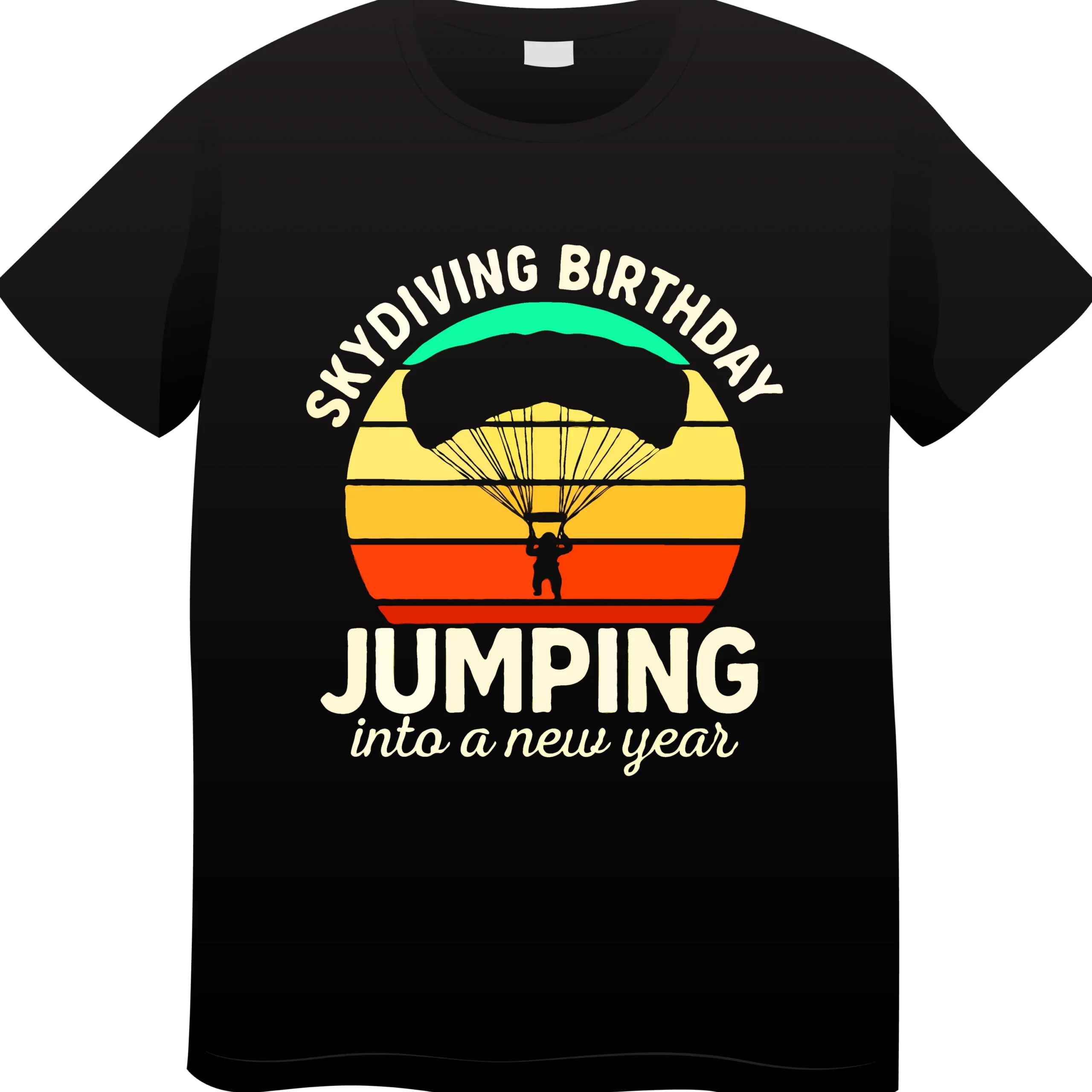 Skydiving Birthday Jumping Into a New Year T-Shirt | Cotton Tee UAE - Image 3