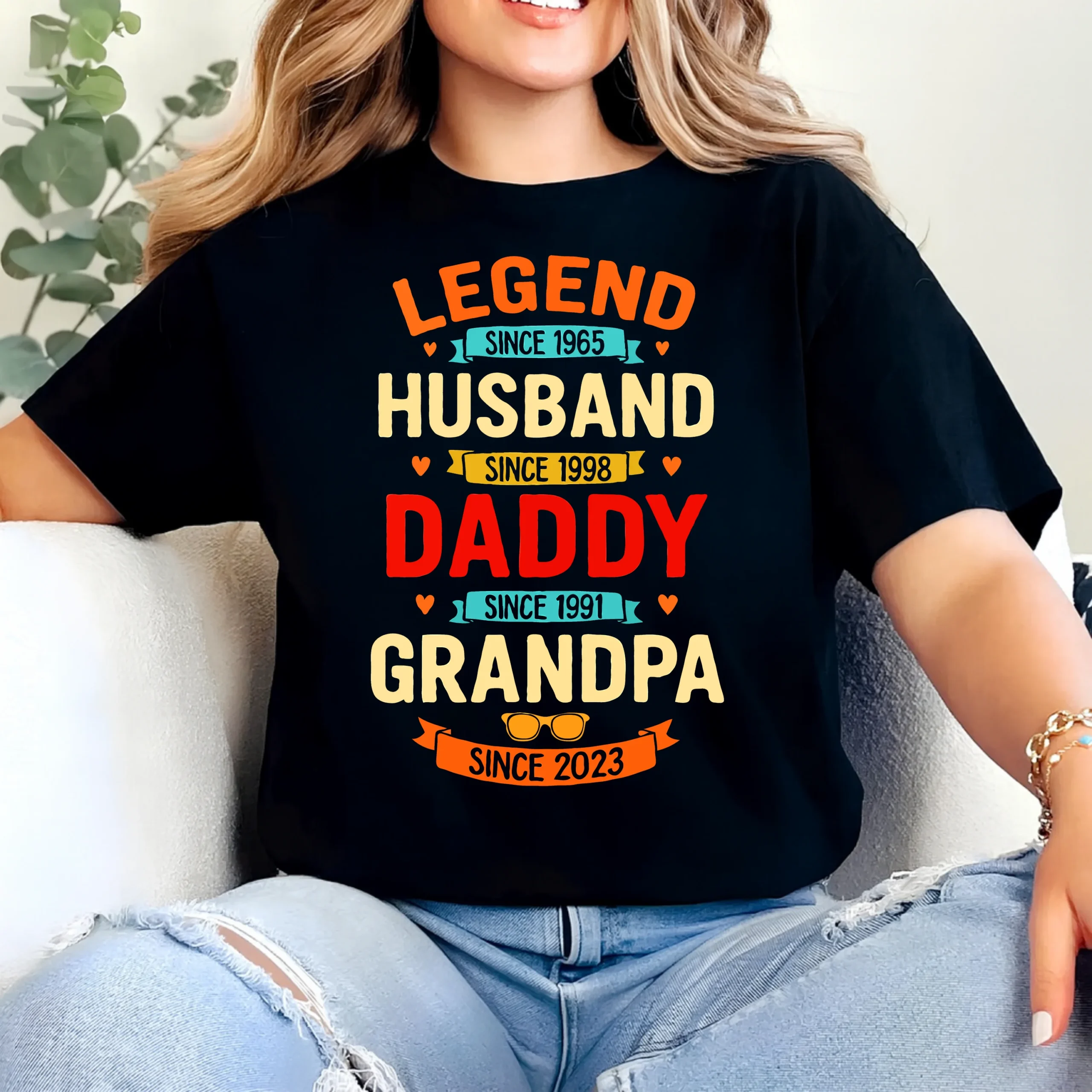Legend Husband Daddy Grandpa Cotton T-Shirt | Family Quote Tee UAE - Image 2