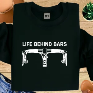 Life Behind Bars Cycling T-Shirt  Minimal Road Bike Handlebar Tee