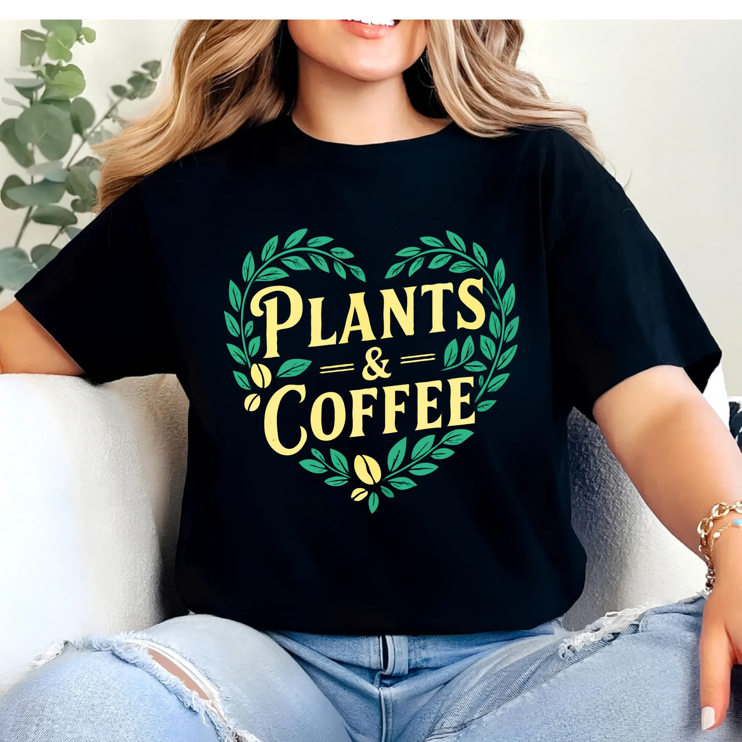 Plants & Coffee T-Shirt | Plant Lover Coffee Lover Gardening Shirt - Image 2