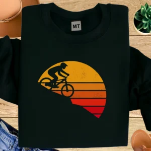 Vintage Sunset Cycling T-Shirt | Retro Bicycle Rider Graphic Tee