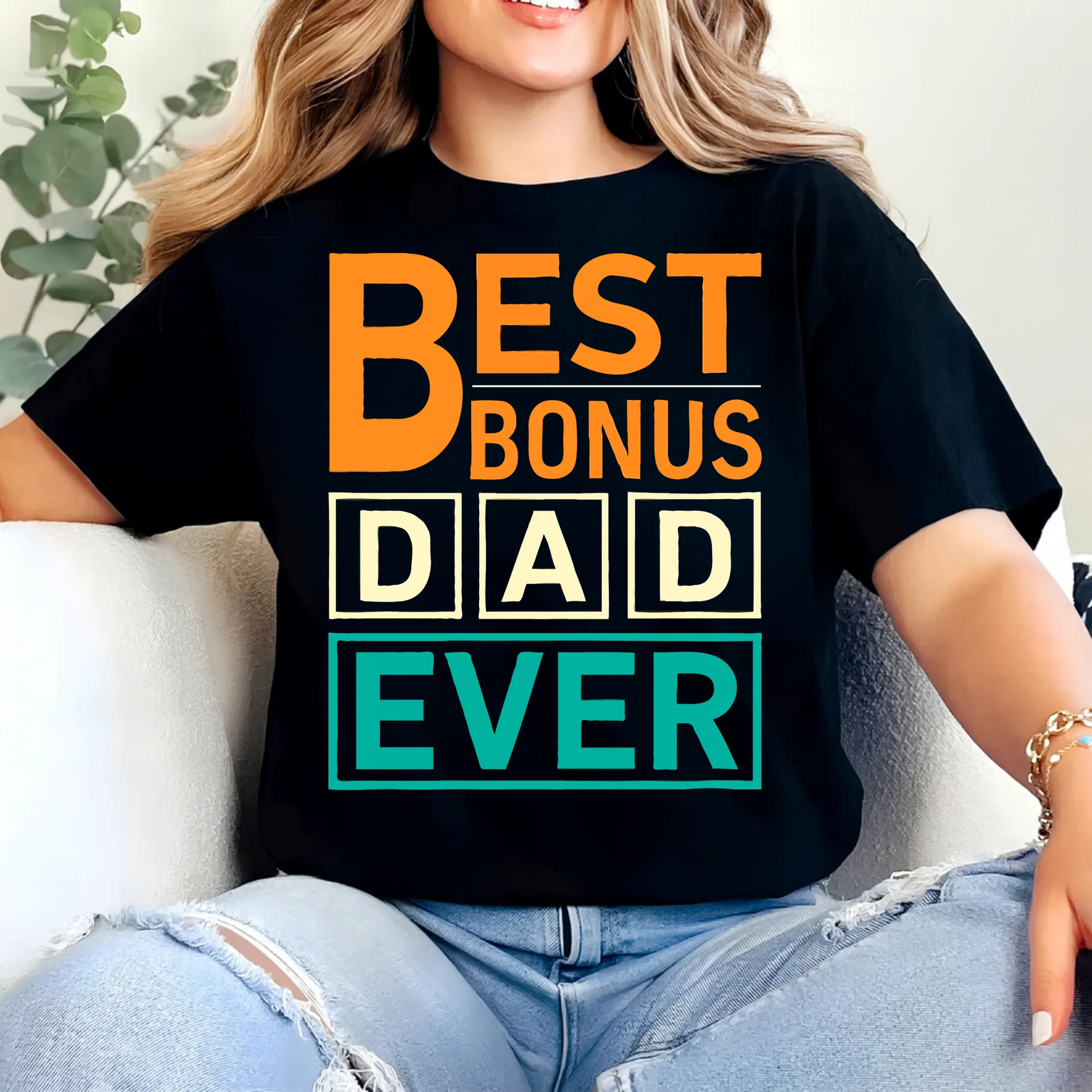 Best Bonus Dad Ever Cotton T-Shirt | Stepdad Gift UAE - Image 4