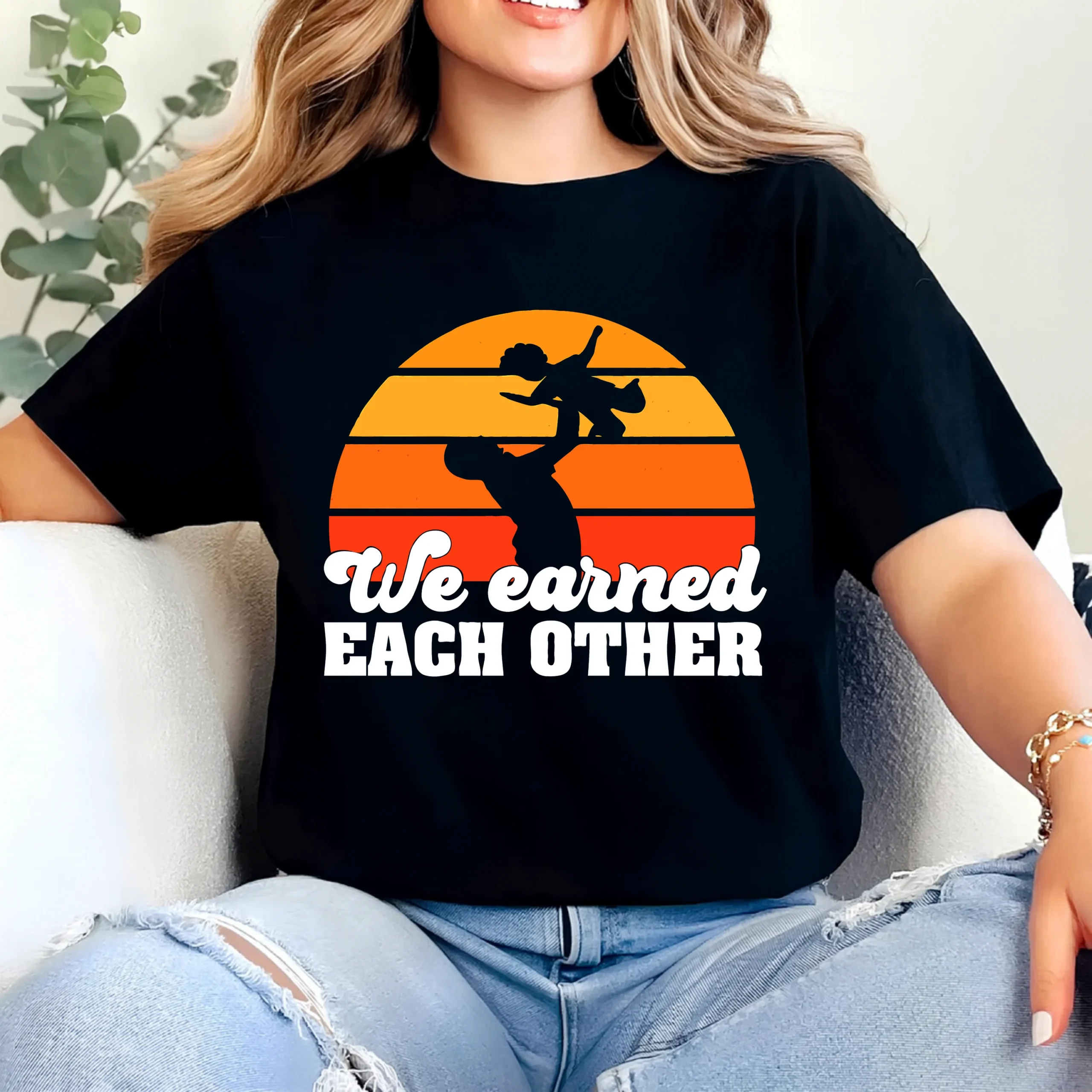 We Earned Each Other Cotton T-Shirt | Father & Child Quote Shirt UAE - Image 2