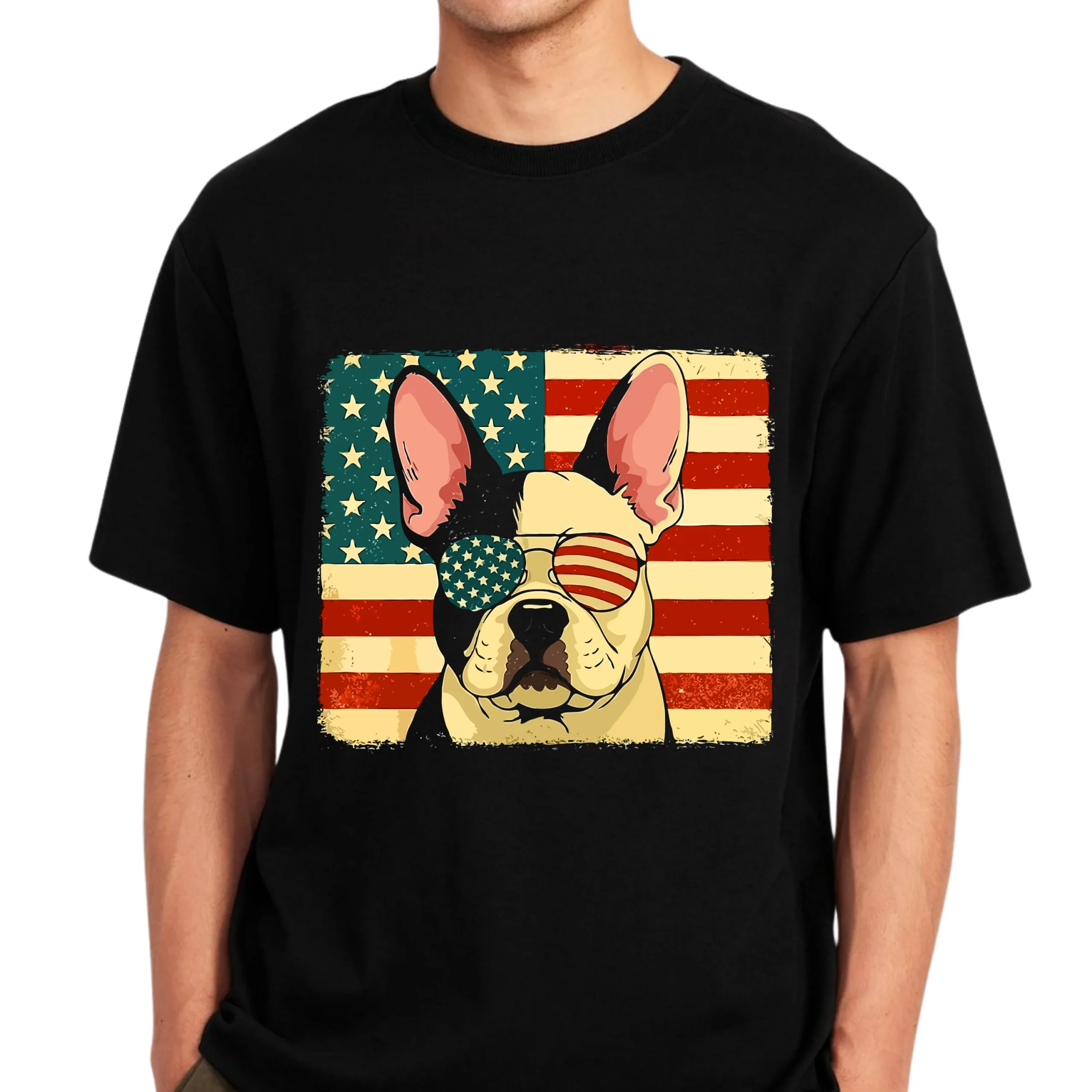 American Flag French Bulldog T-Shirt | Patriotic Frenchie Dog Lover Tee - Image 3