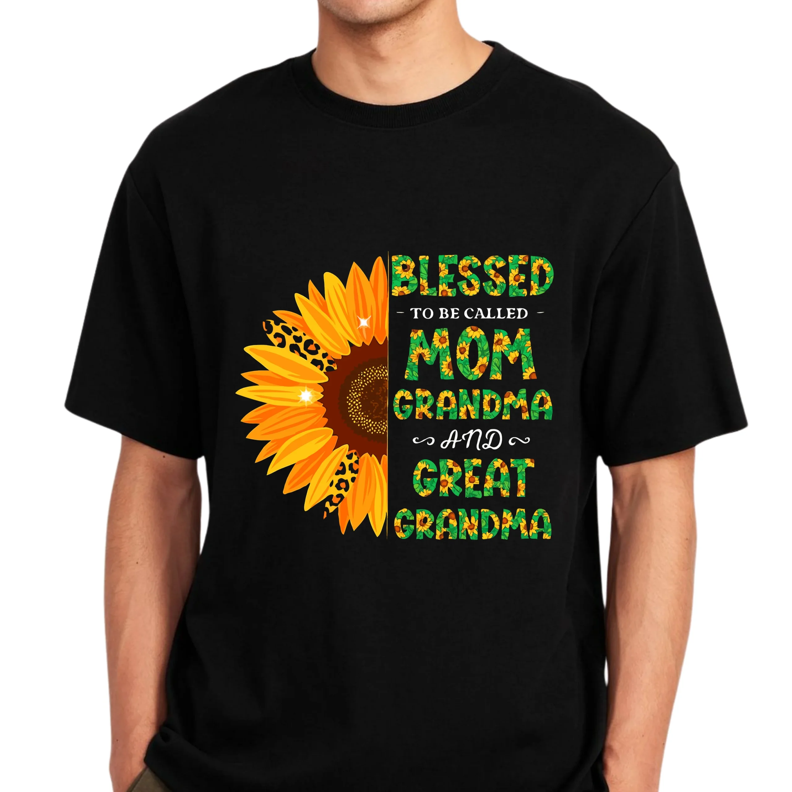 Blessed to Be Called Mom Grandma Great Grandma Shirt | Sunflower Grandma T-Shirt | Proud Great Grandma Gift | Family Love Shirt - Image 3