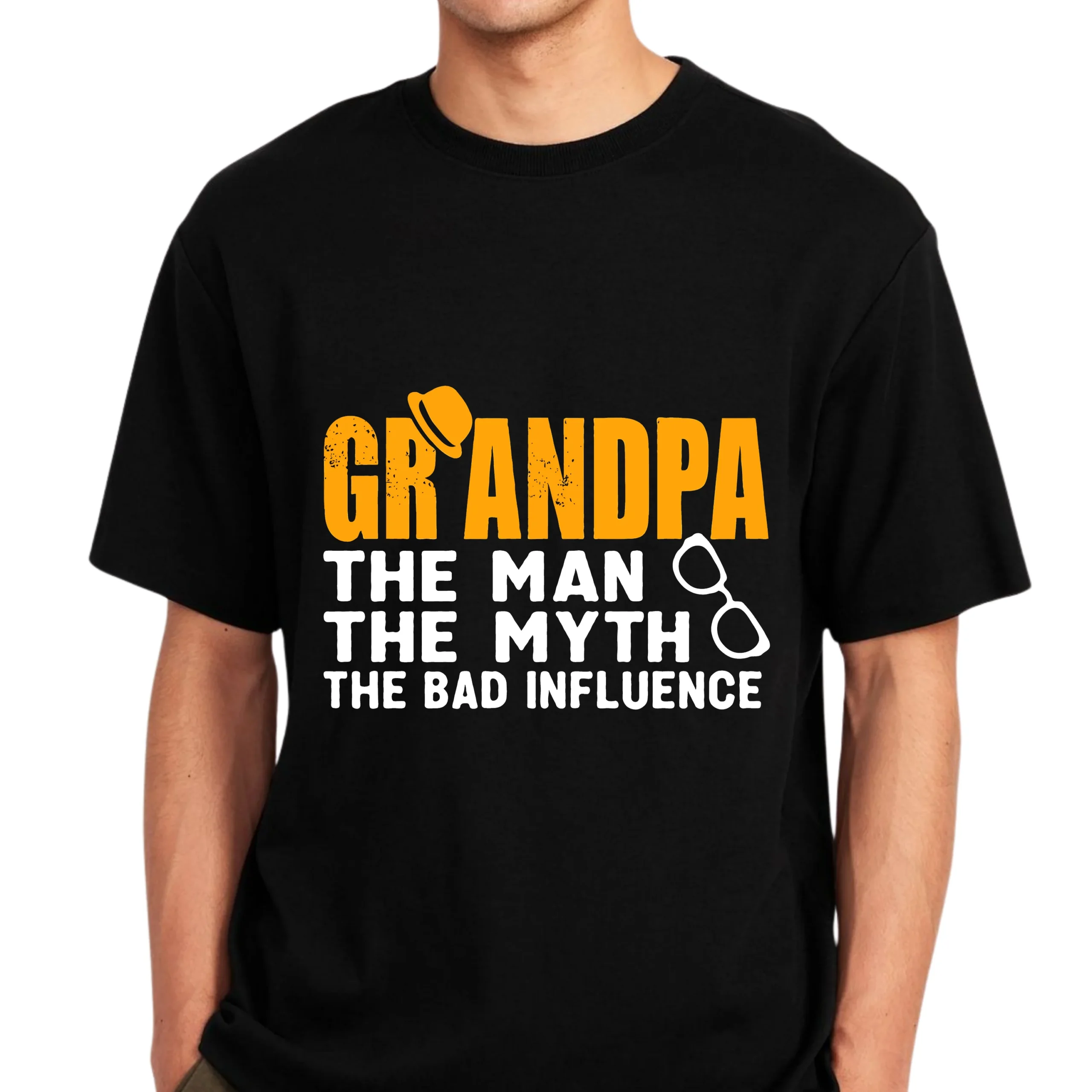Grandpa The Man The Myth The Bad Influence Shirt | Funny Grandpa T-Shirt | Grandpa Humor Tee | Grandfather Gift Shirt | Dad Grandpa Apparel - Image 3
