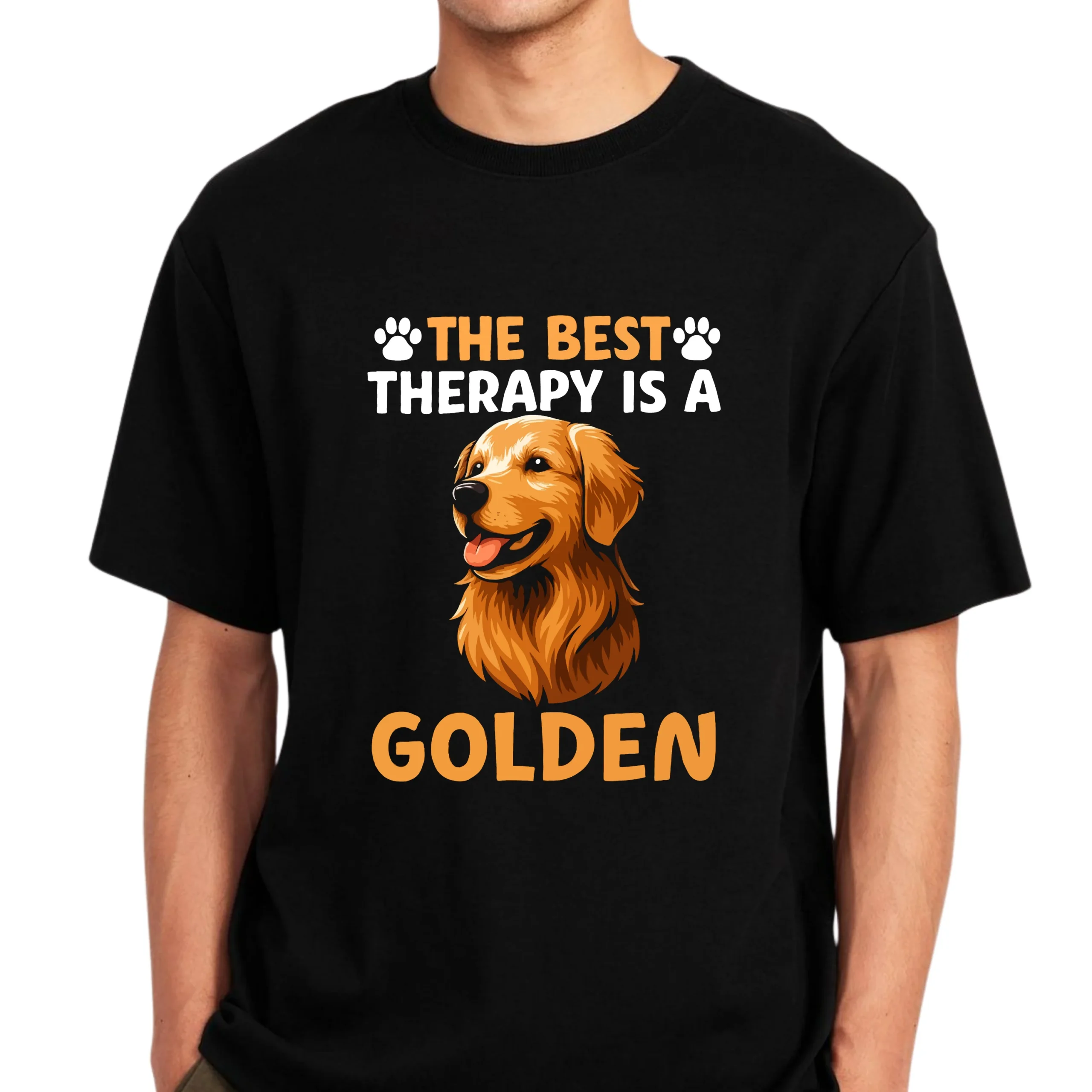 The Best Therapy Is a Golden Retriever Shirt | Dog Lover Gift | Funny Golden Retriever T-Shirt - Image 3