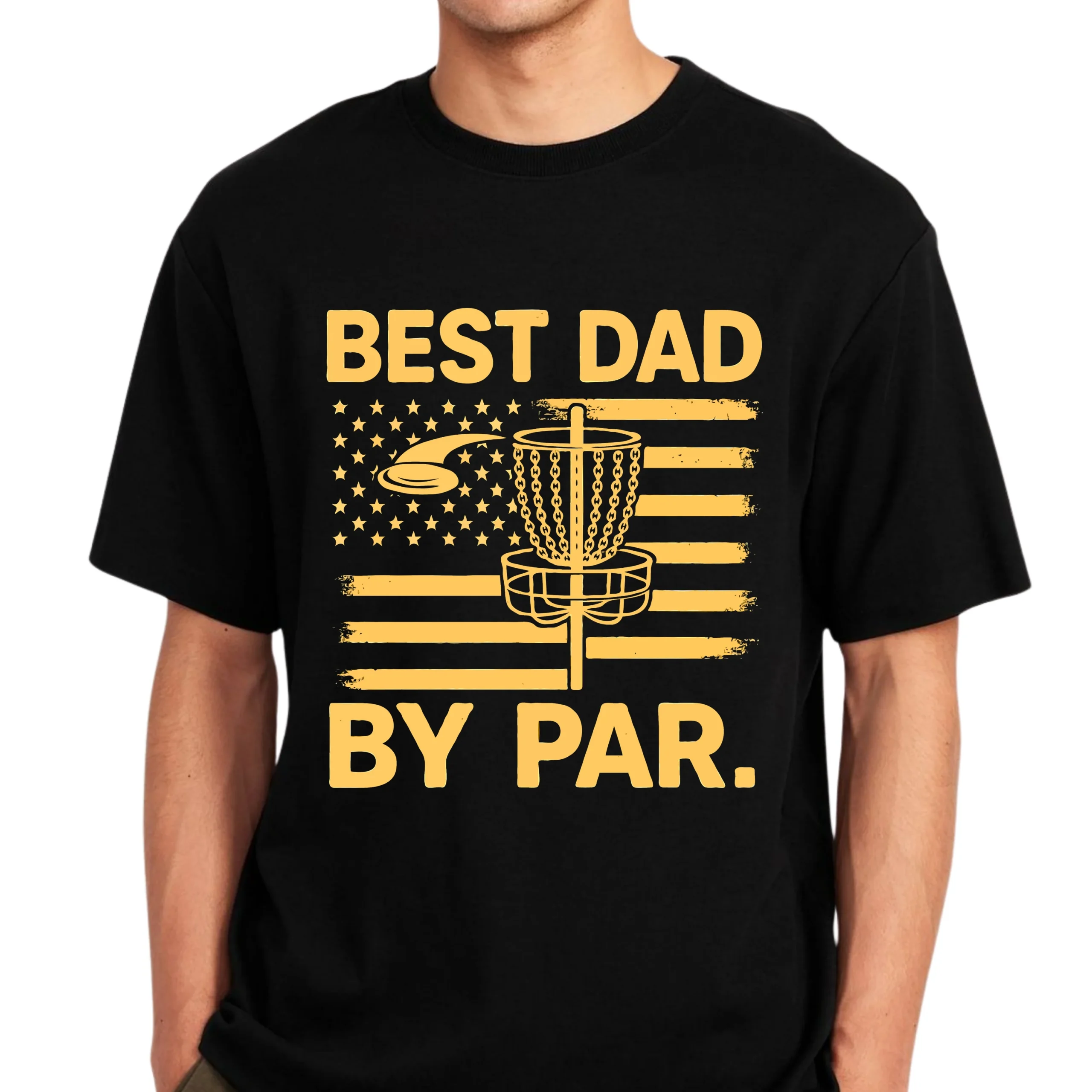 Best Dad By Par Disc Golf Shirt | Disc Golf Dad T-Shirt | Funny Disc Golf Father’s Day Gift | Disc Golf Basket USA Tee - Image 3
