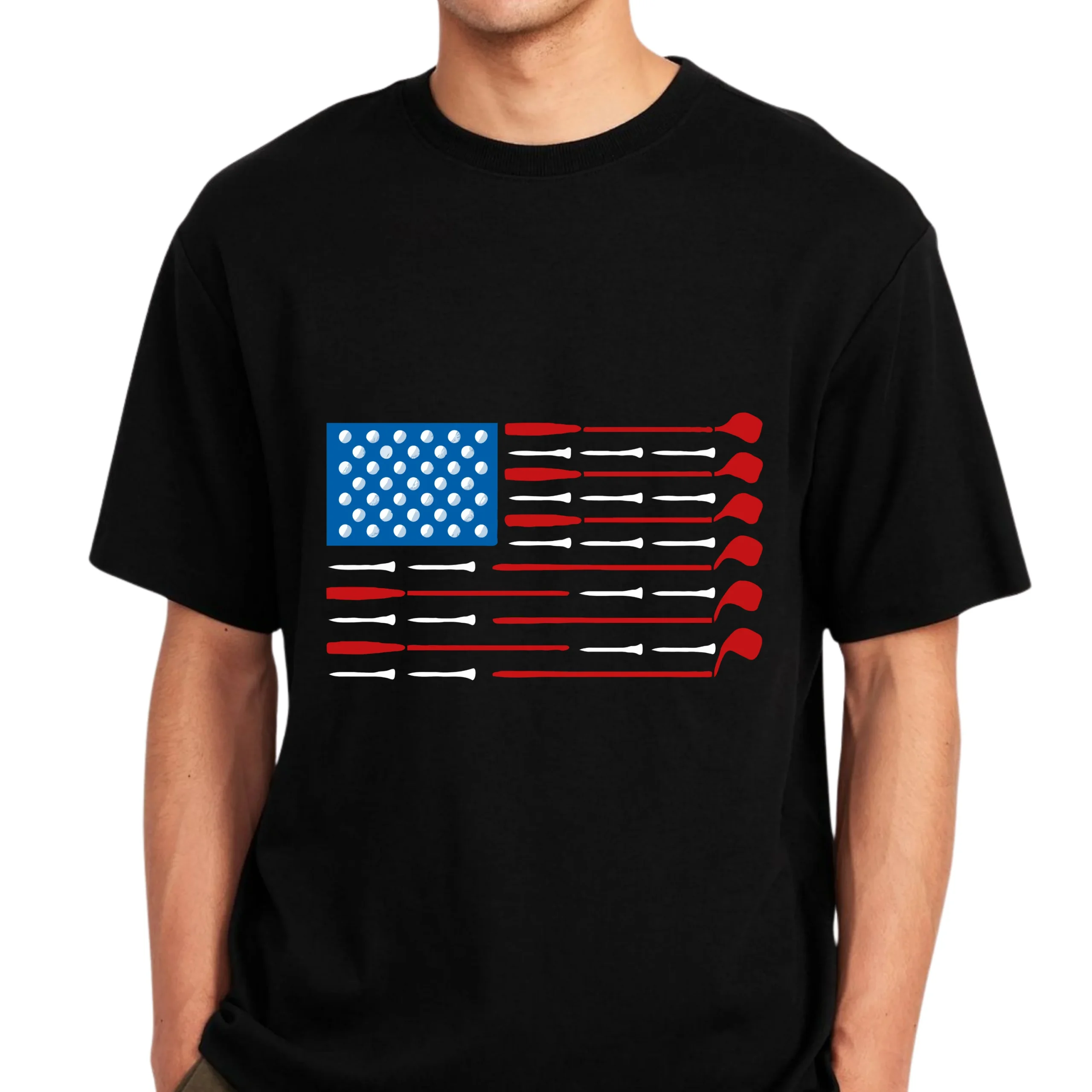 Patriotic Disc Golf Shirt | American Flag Disc Golf T-Shirt | USA Disc Golfer Tee | Golf Clubs Flag Design Shirt | Disc Golf Gift - Image 3