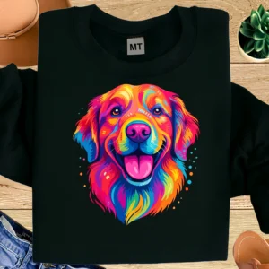 Colorful Golden Retriever Shirt | Rainbow Dog Art T-Shirt | Vibrant Dog Lover Tee