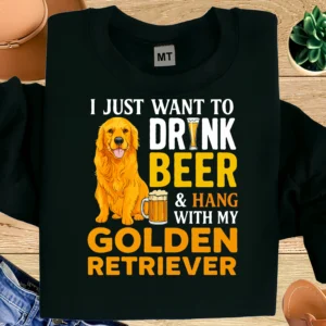 Drink Beer With My Golden Retriever Shirt | Funny Dog Lover Beer T-Shirt | Golden Retriever Graphic Tee