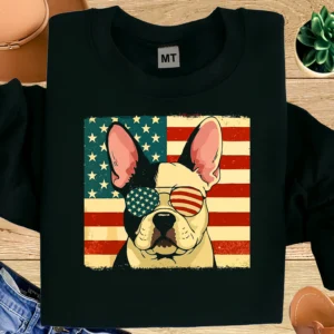 American Flag French Bulldog T-Shirt | Patriotic Frenchie Dog Lover Tee