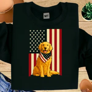 Patriotic Golden Retriever Shirt | American Flag Dog T-Shirt | USA Golden Retriever Tee