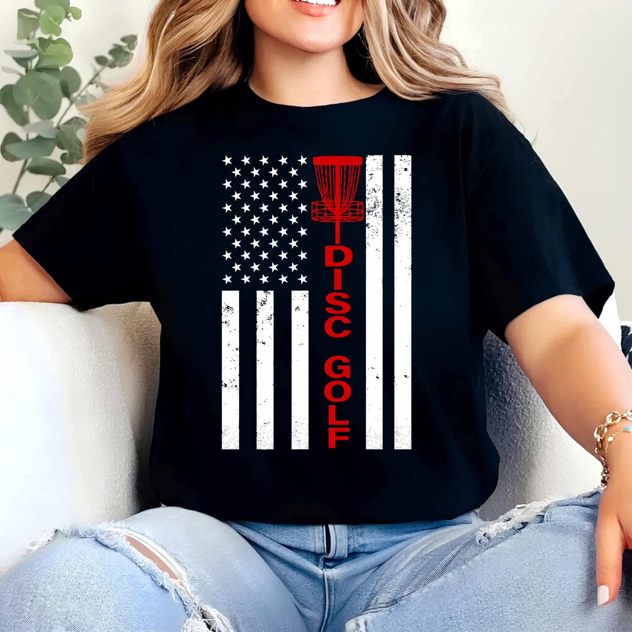Disc Golf American Flag Shirt | Patriotic Disc Golf T-Shirt | USA Disc Golfer Tee - Image 2