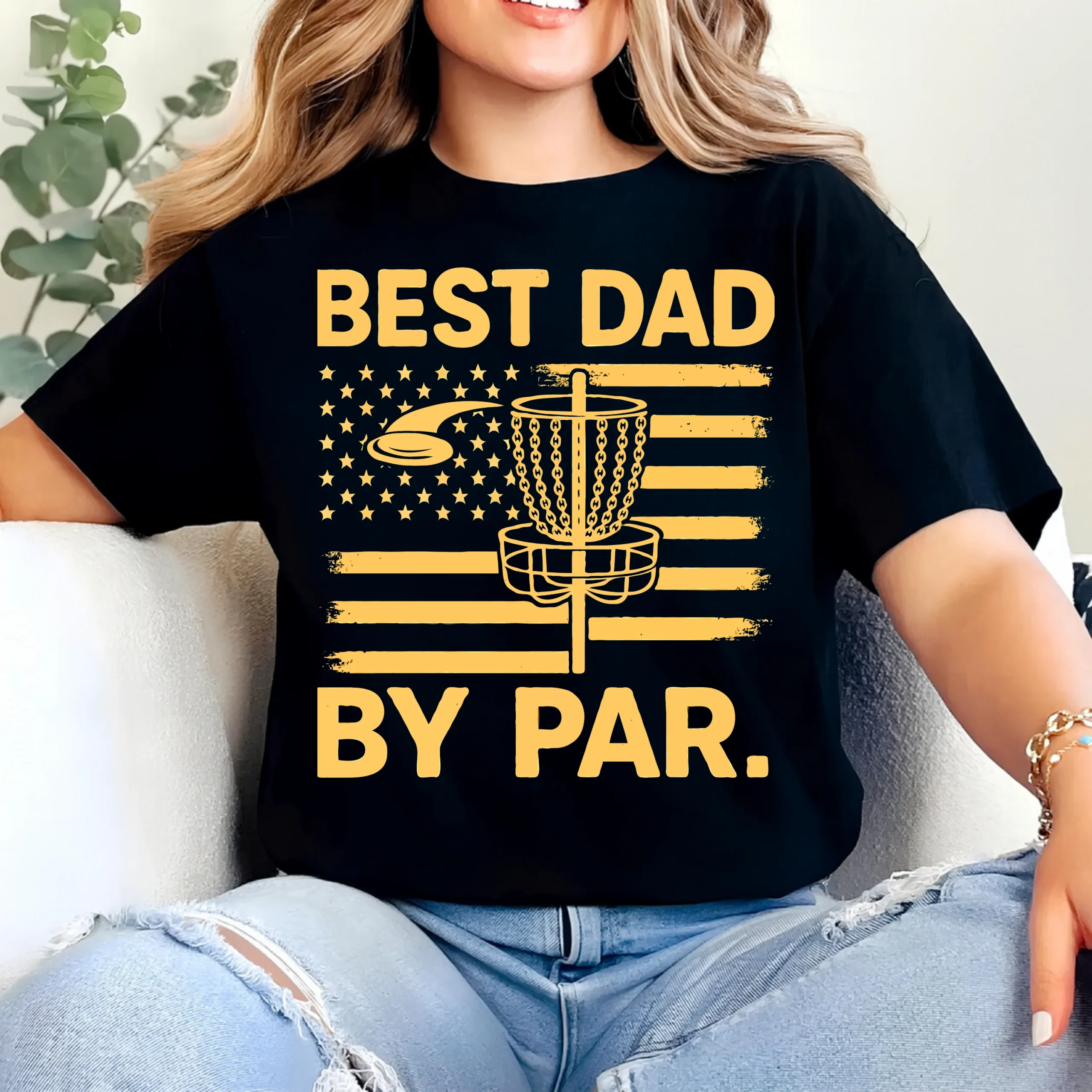 Best Dad By Par Disc Golf Shirt | Disc Golf Dad T-Shirt | Funny Disc Golf Father’s Day Gift | Disc Golf Basket USA Tee - Image 2