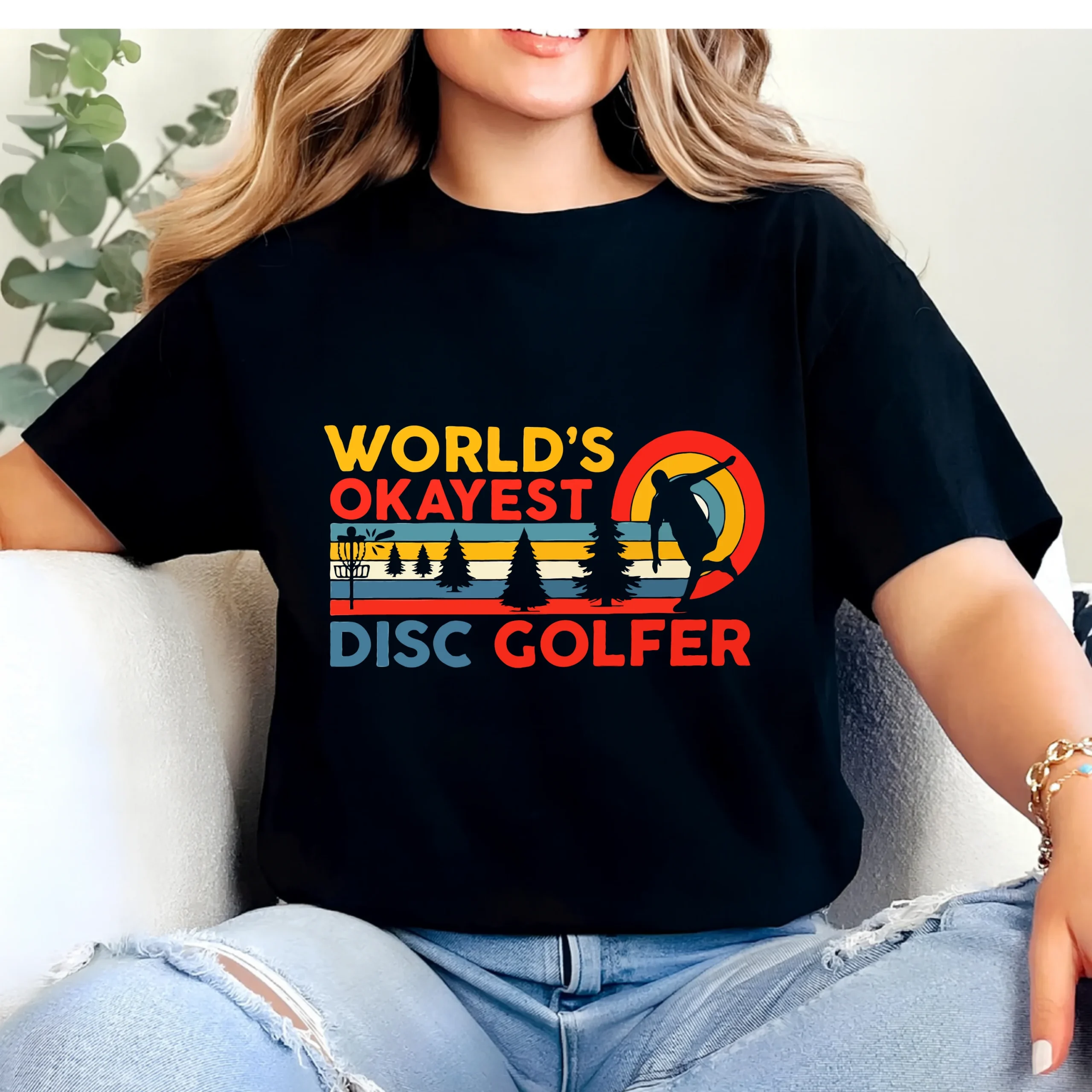 World’s Okayest Disc Golfer Shirt | Funny Disc Golf T-Shirt | Disc Golf Gift for Men | Retro Disc Golfer Tee | Disc Golf Joke Shirt - Image 2