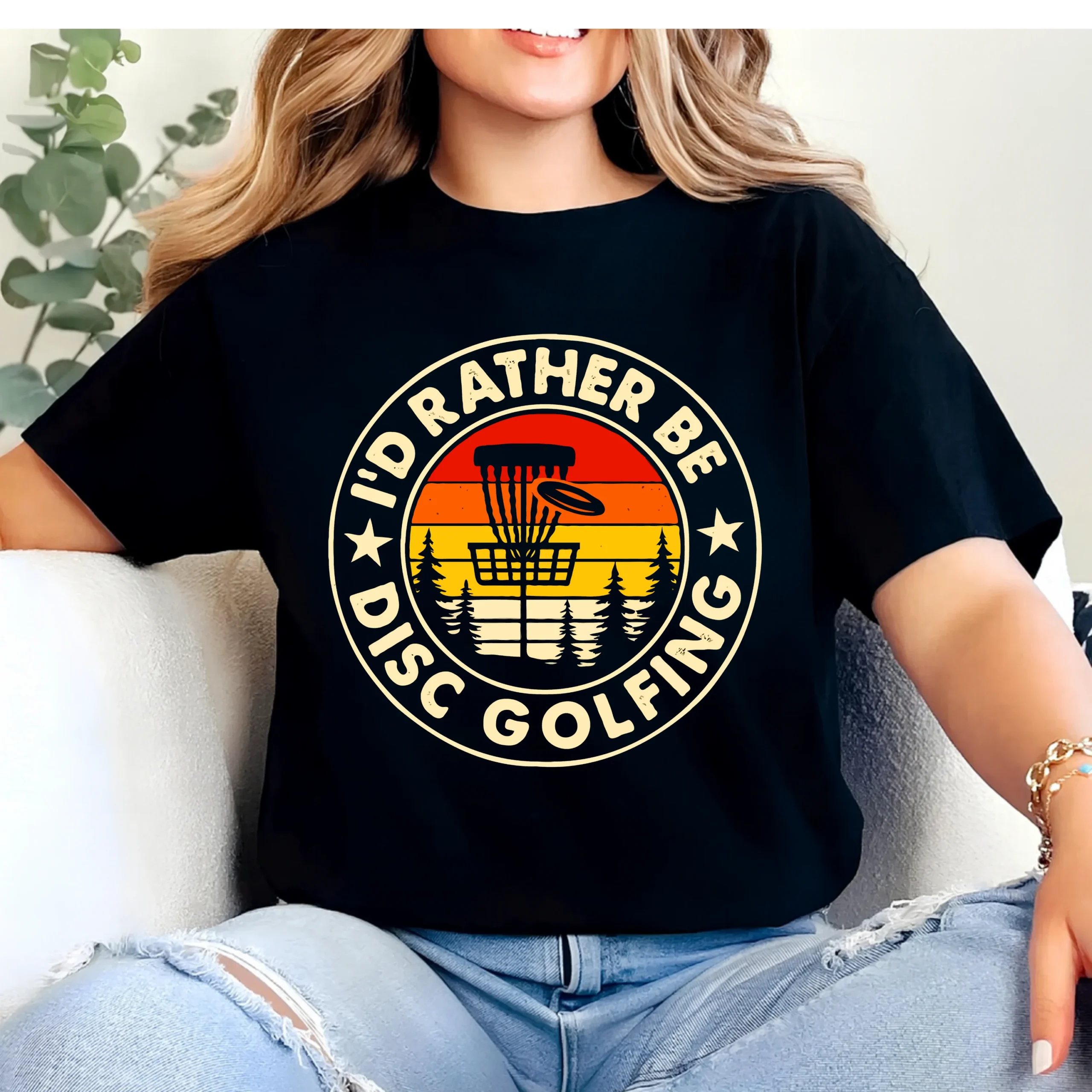 I’d Rather Be Disc Golfing Shirt | Funny Disc Golf T-Shirt | Vintage Sunset Disc Golf Tee | Disc Golfer Gift | Frisbee Golf Shirt - Image 2
