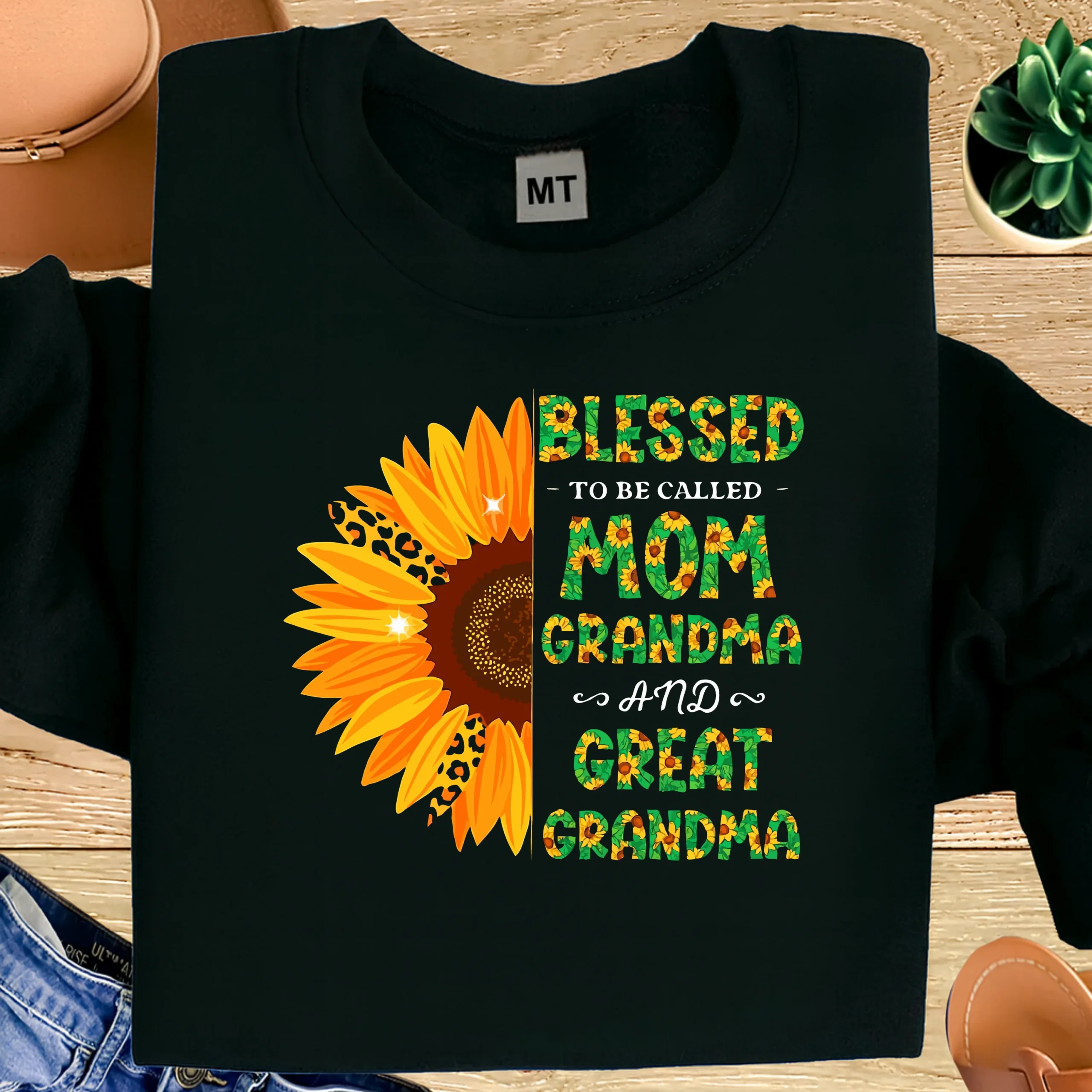Blessed to Be Called Mom Grandma Great Grandma Shirt | Sunflower Grandma T-Shirt | Proud Great Grandma Gift | Family Love Shirt