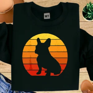 Vintage Sunset French Bulldog T-Shirt | Retro Frenchie Silhouette Dog Lover Tee