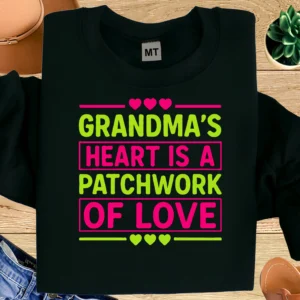 Grandma’s Heart Is a Patchwork of Love Shirt | Grandma Quote T-Shirt | Grandma Gift Tee | Family Love Shirt | Gift for Grandma