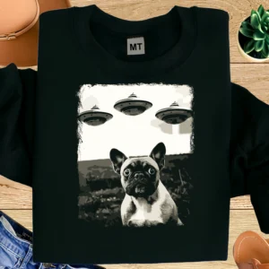 Alien French Bulldog T-Shirt | UFO Frenchie Dog Lover Graphic Tee