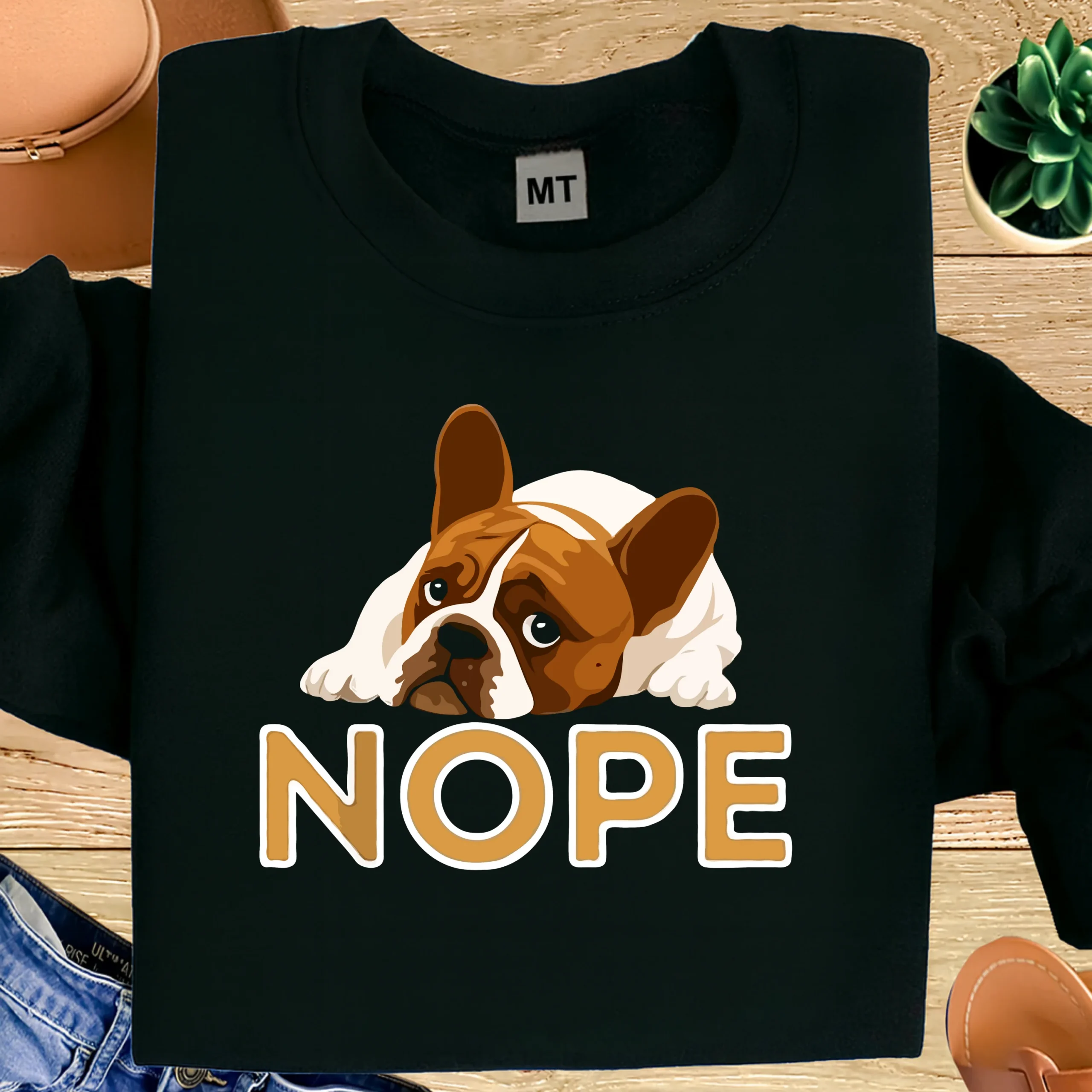 NOPE French Bulldog T-Shirt | Funny Frenchie Dog Lover Tee