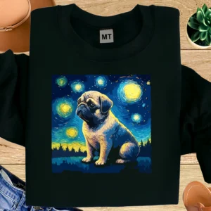 Starry Night Pug T-Shirt | Artistic Pug Dog Lover Tee