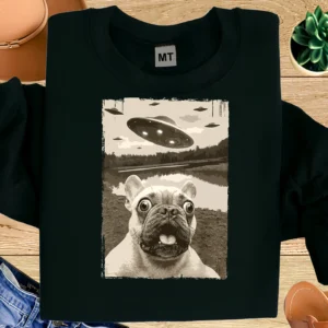 UFO French Bulldog T-Shirt | Funny Alien Frenchie Dog Tee