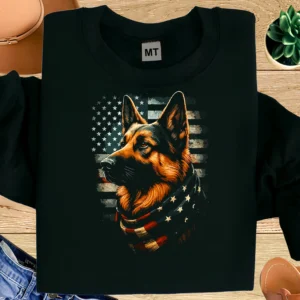 Patriotic German Shepherd T-Shirt | American Flag Dog Lover Tee
