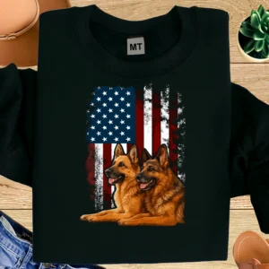 German Shepherd American Flag T Shirt | Patriotic Dog Lover Tee
