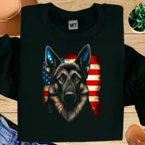 German Shepherd American Flag T Shirt | Patriotic Dog Lover Tee
