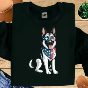 Patriotic German Shepherd Shirt | American Flag Dog Sunglasses T-Shirt | USA Dog Lover Tee