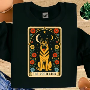 The Protector German Shepherd Shirt | Tarot Card German Shepherd Tee | Mystical Dog Lover T-Shirt