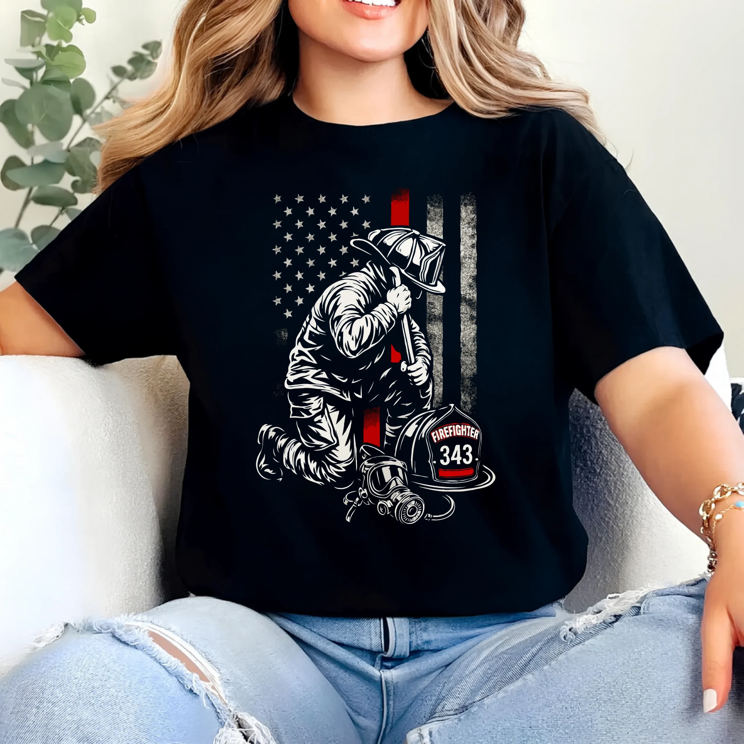 Firefighter Memorial T-Shirt | 343 Fallen Heroes Tribute Tee - Image 2