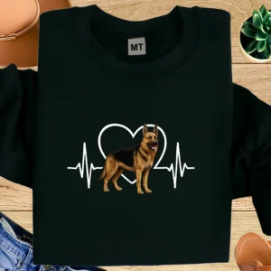German Shepherd Heartbeat Shirt | Dog Lover Heart Line Tee | German Shepherd Love T-Shirt