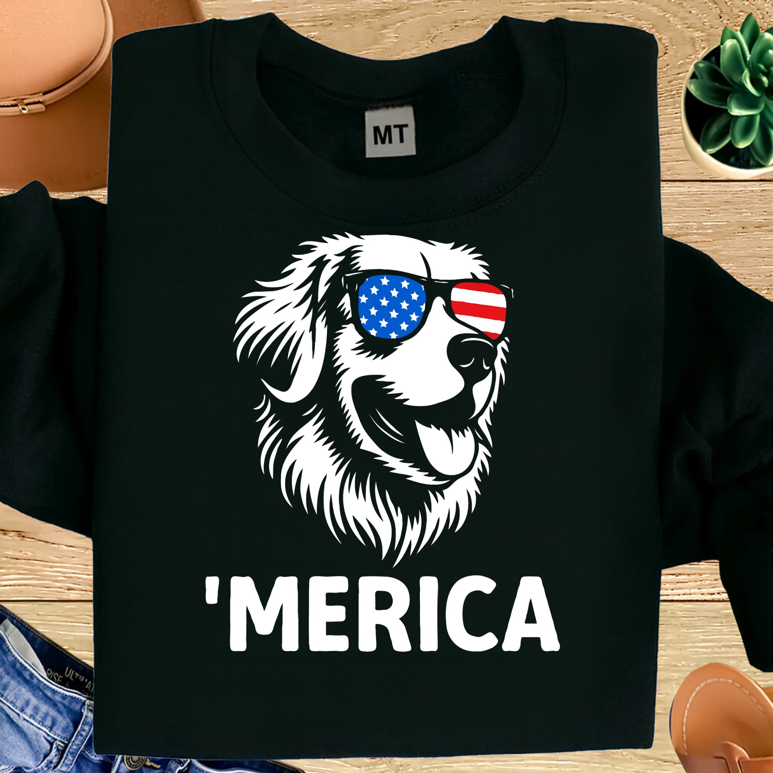 ’Merica Dog Shirt | Patriotic Dog Sunglasses T-Shirt | USA Dog Lover Tee