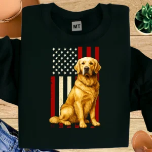 Patriotic Golden Retriever Shirt | American Flag Dog T-Shirt | USA Golden Retriever Tee