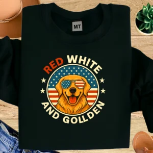 Red White and Golden Shirt | Patriotic Golden Retriever T-Shirt | Funny Dog Lover USA Tee