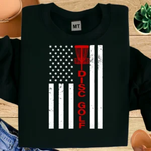 Disc Golf American Flag Shirt | Patriotic Disc Golf T-Shirt | USA Disc Golfer Tee
